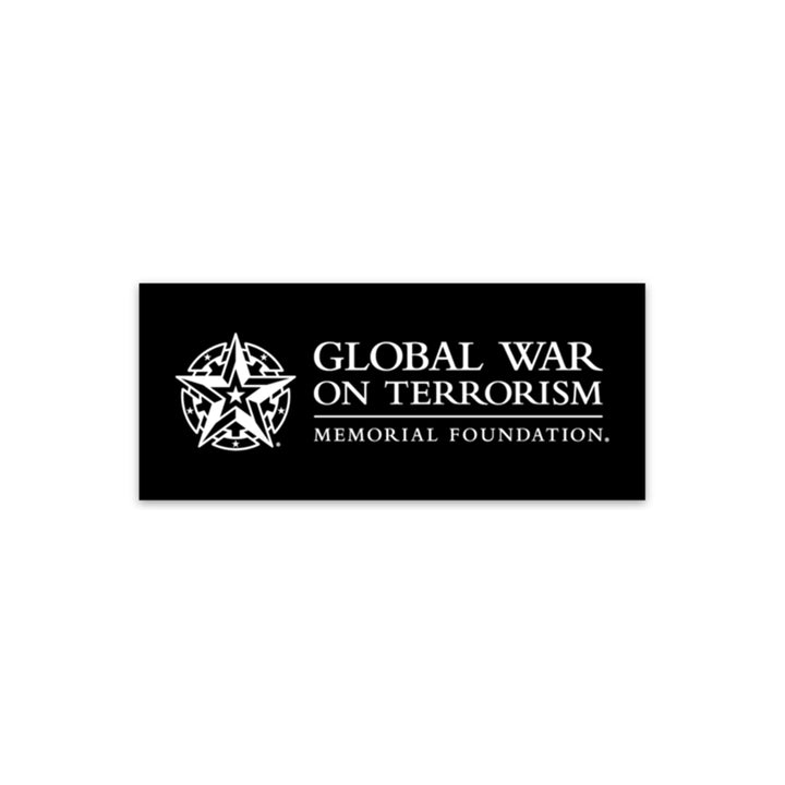 magnet with text "GLOBAL WAR ON TERRORISM MEMORIAL FOUNDATION." with white star logo